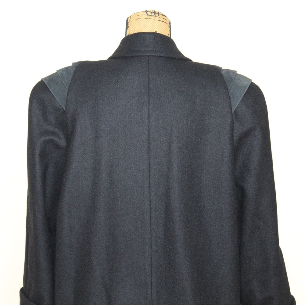 Vtg 80s 90s Jofeld Long Black Wool Blend Double Breasted Coat Overcoat Women’s L - Picture 5 of 16